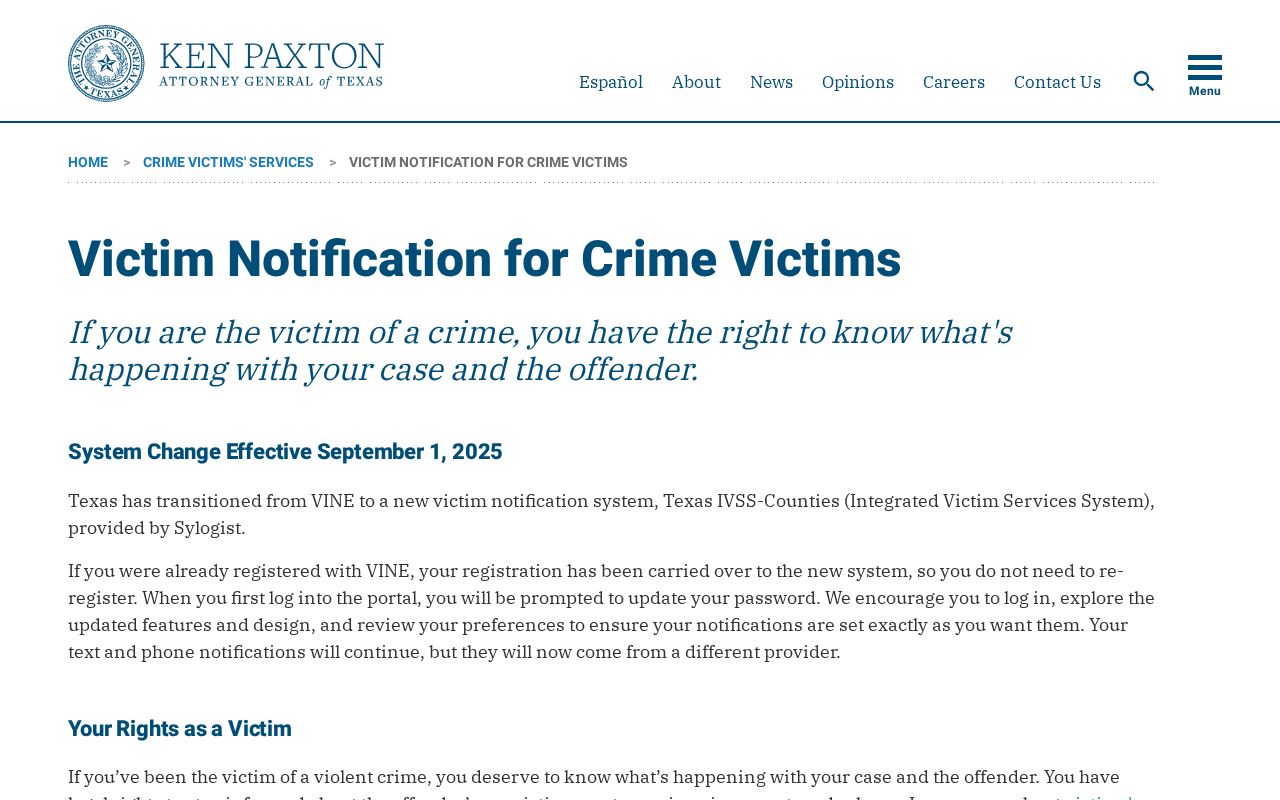 Texas Attorney General IVSS transition notice